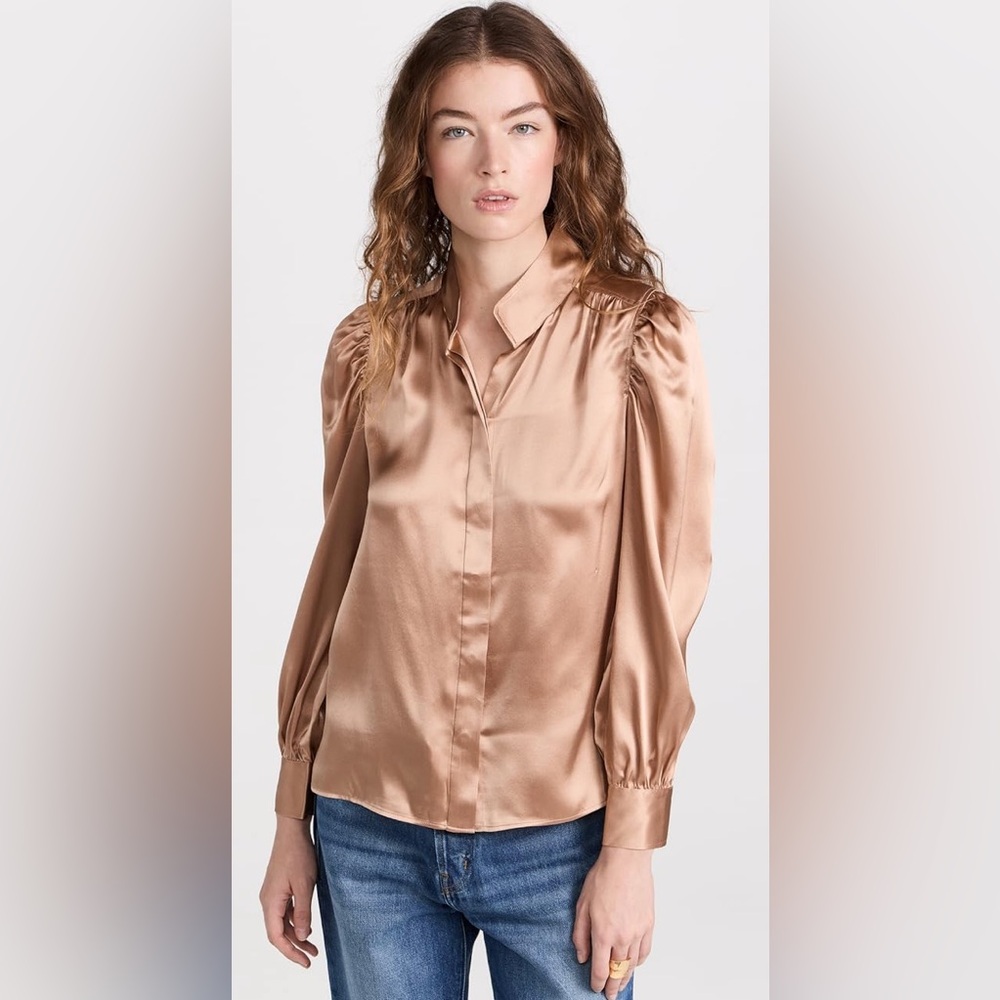 $448 MRSP | FRAME - Gillian Long Sleeve Top | Blush | NWT | XS